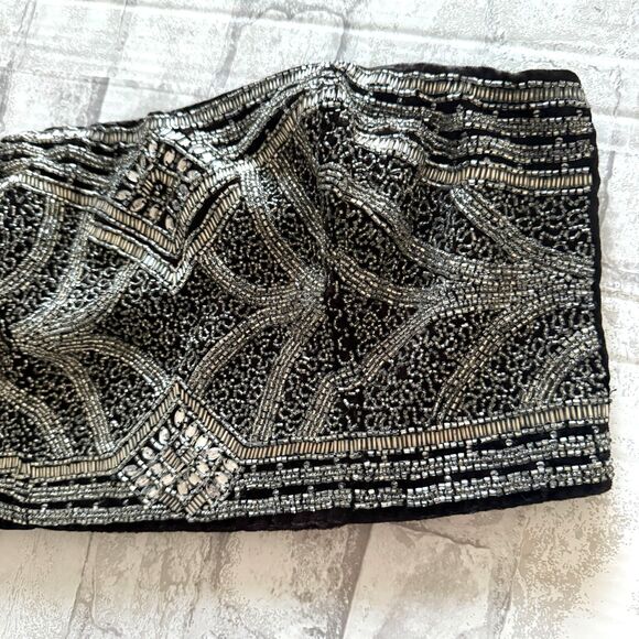 Kimchi Blue Velvet Beaded Bustier Elegant Embellished Zip Top Crop Sz L - Picture 10 of 10